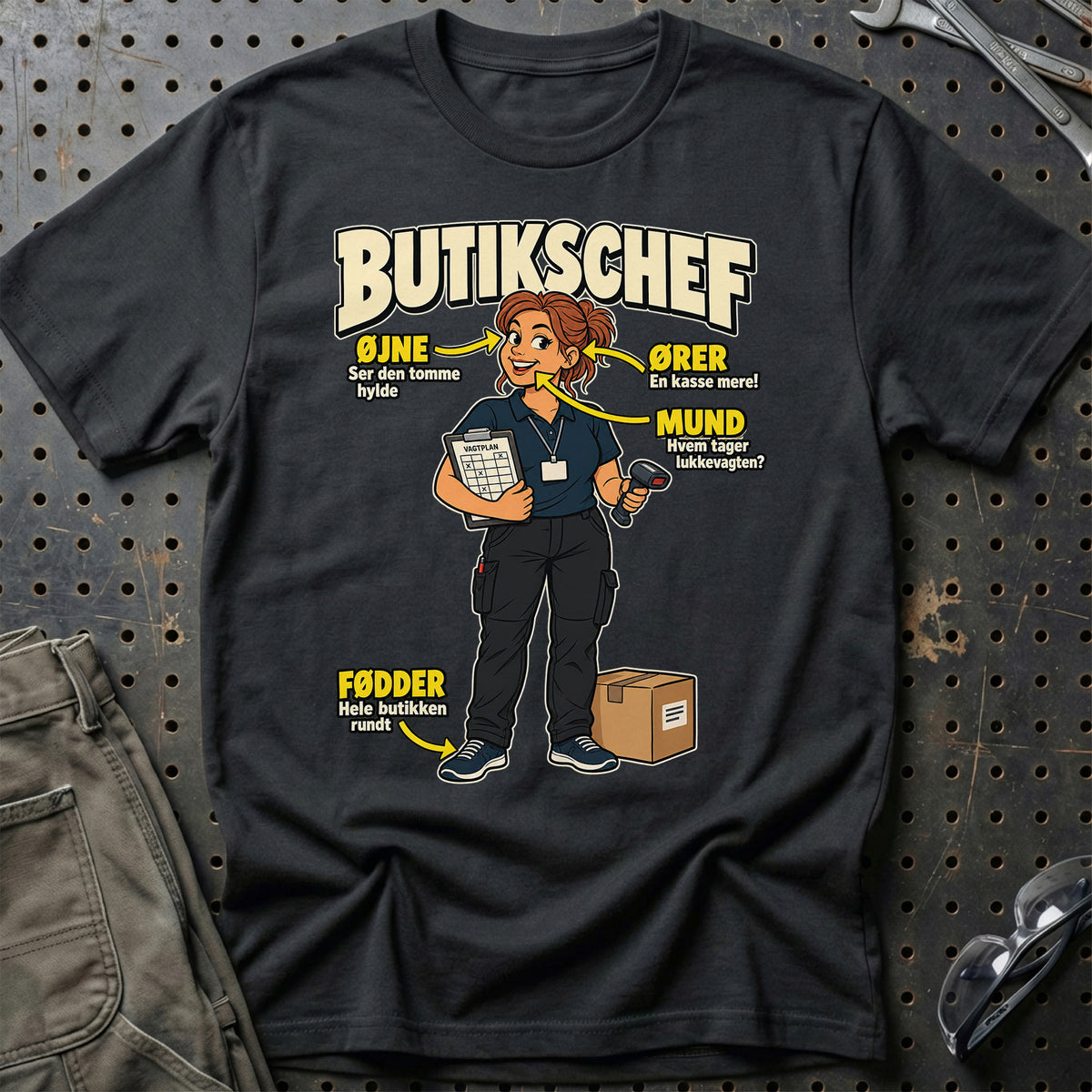 Butikschef – Anatomi T-Shirt – Sort
