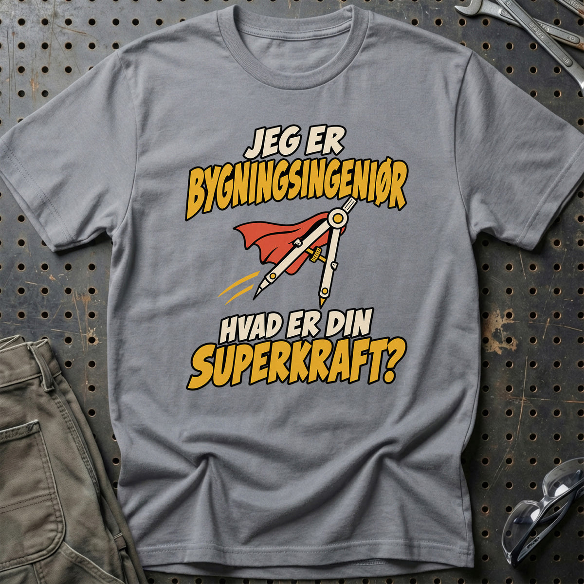 
Bygningsingeniør – Hvad er din superkraft? – Unisex T-Shirt – Grå Sport
