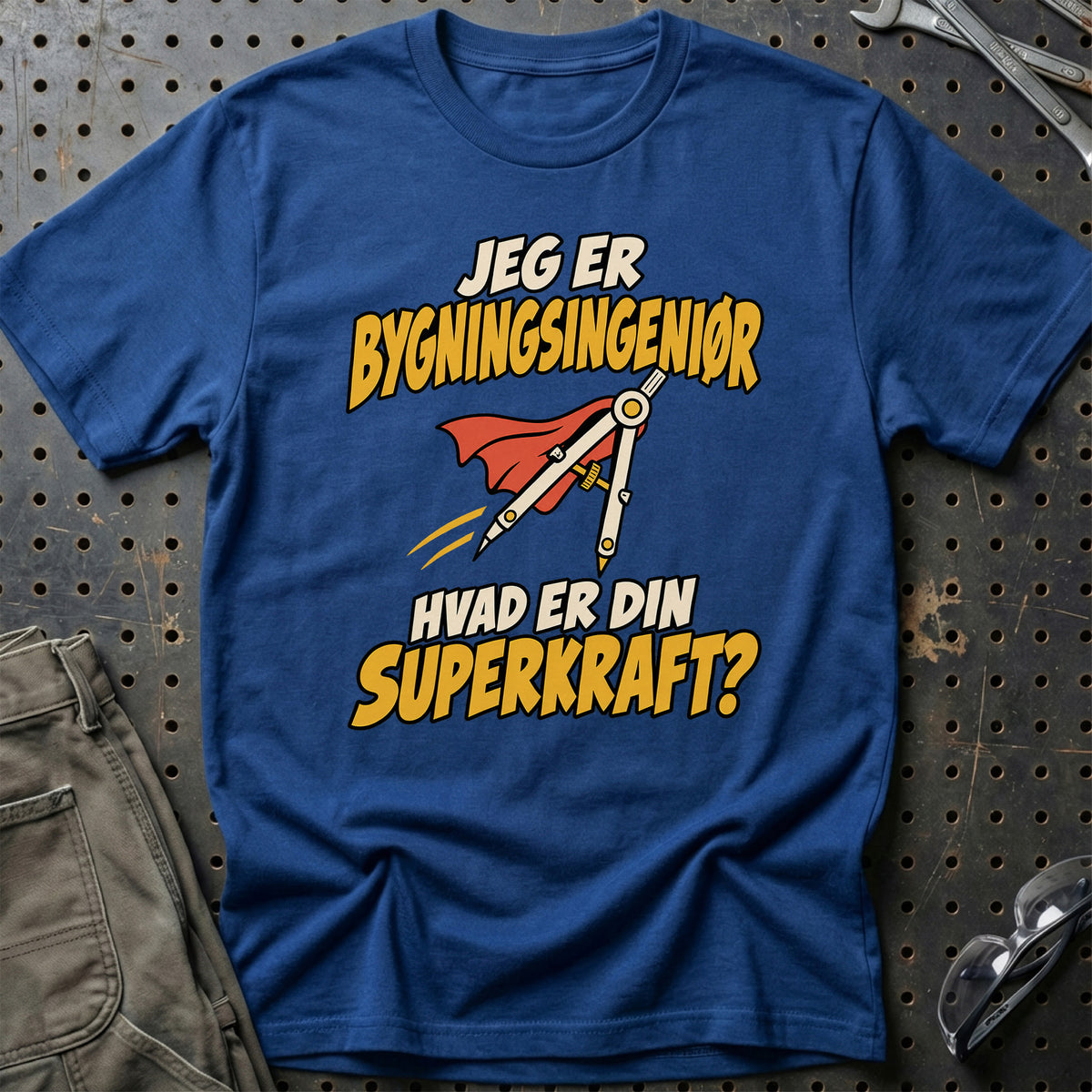 
Bygningsingeniør – Hvad er din superkraft? – Unisex T-Shirt – Blå Royal