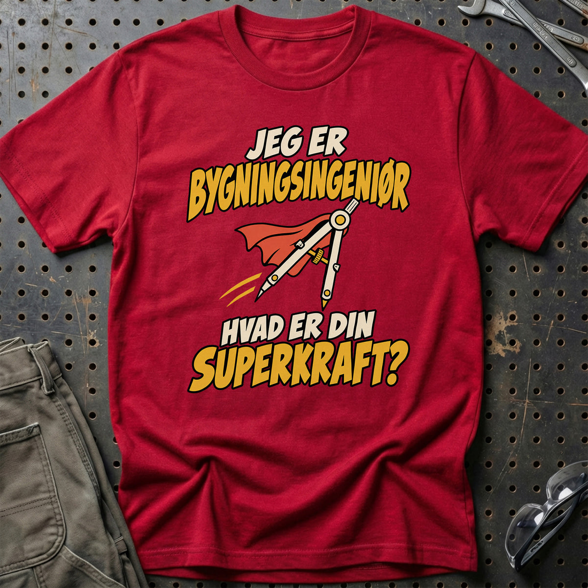 
Bygningsingeniør – Hvad er din superkraft? – Unisex T-Shirt – Rød