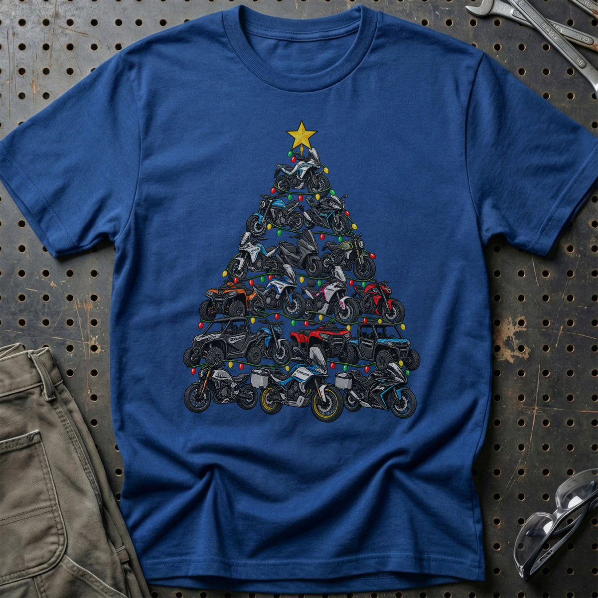 CFMOTO Juletræ T-Shirt-Beklædning-CFMOTO-Blå Royal-S-Garage Culture Shop- garage - man cave - merchandise