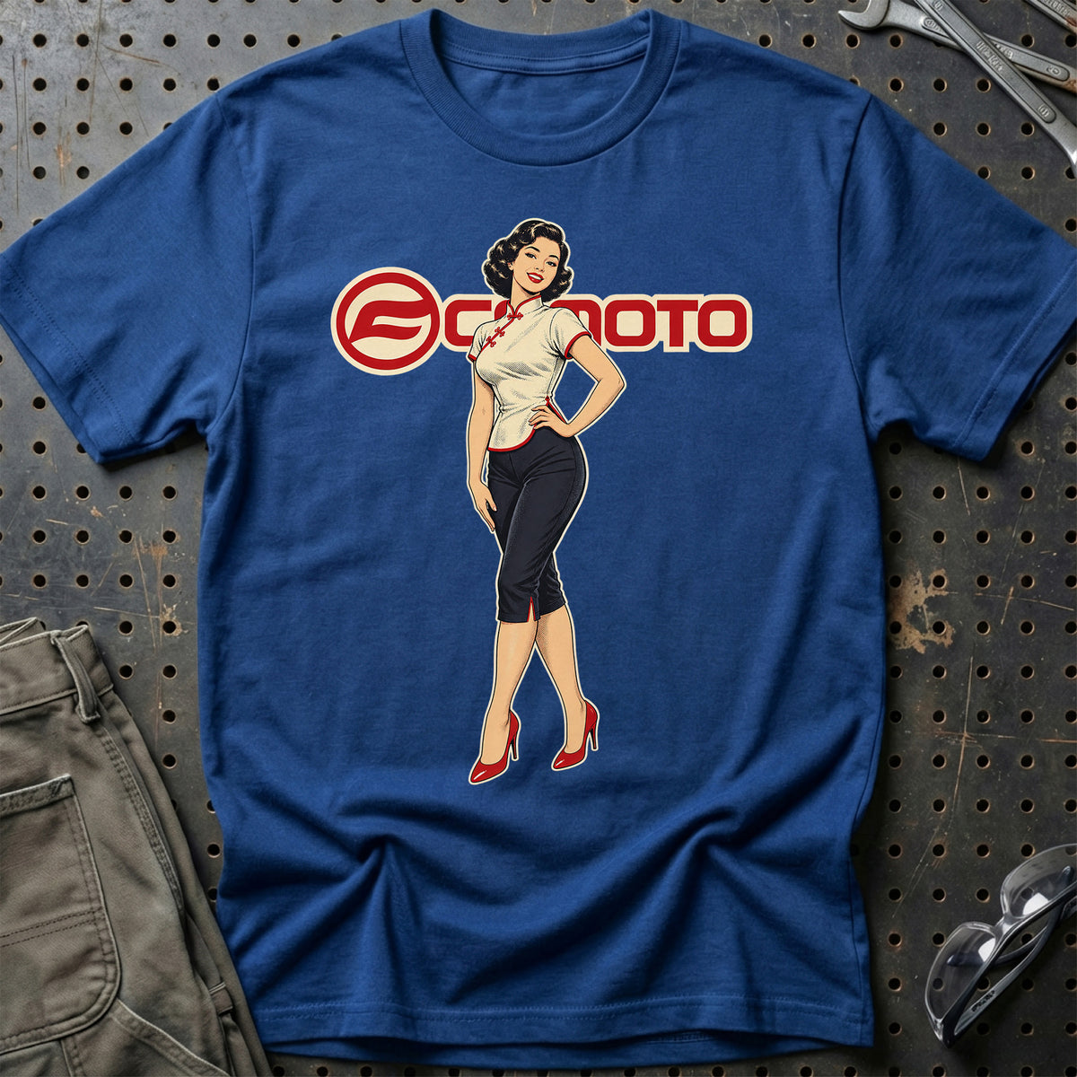 CFMOTO Retro Pinup T-Shirt-Beklædning-CFMOTO-Blå Royal-S-Garage Culture Shop- garage - man cave - merchandise