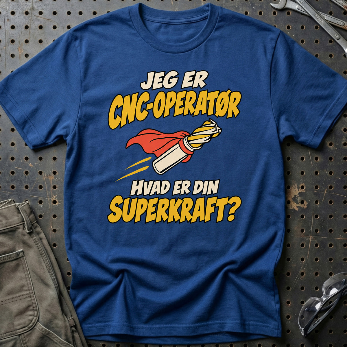 
CNC-operatør – Hvad er din superkraft? – Unisex T-Shirt – Blå Royal