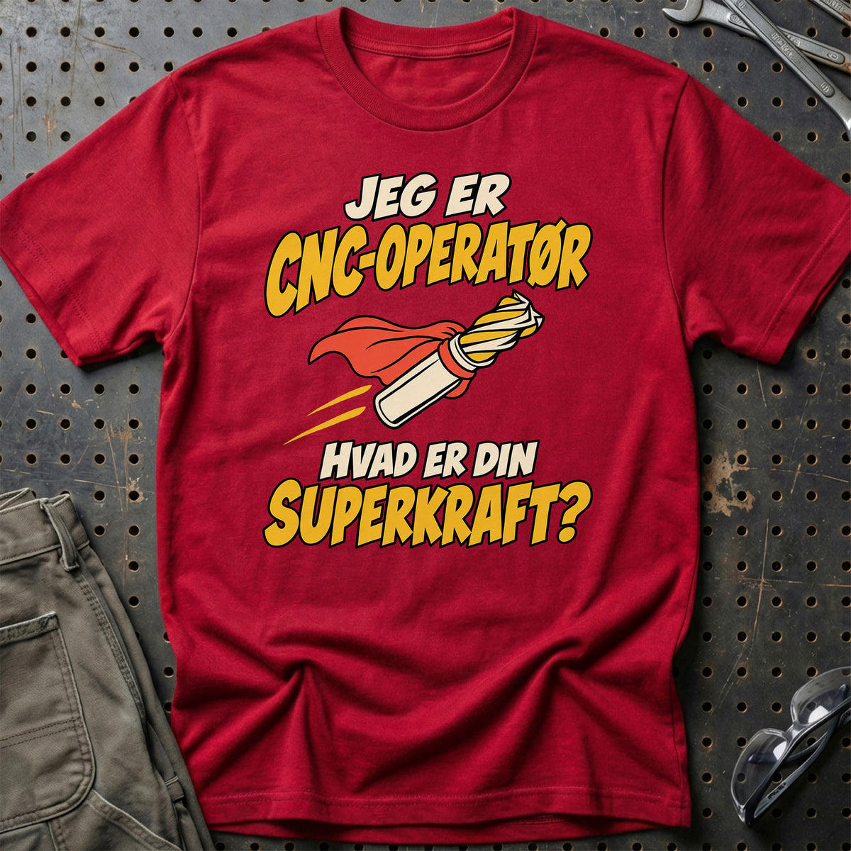 
CNC-operatør – Hvad er din superkraft? – Unisex T-Shirt – Rød