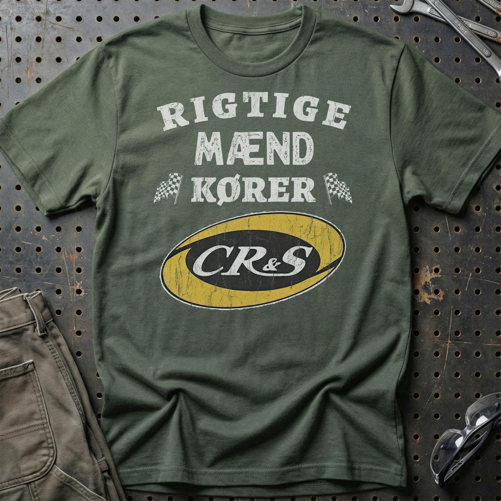 CR&S Rigtige Mænd Kører - Unisex T-Shirt , Bomuld-Beklædning-CR&S-Grøn Militær-S-Garage Culture Shop- garage - man cave - merchandise