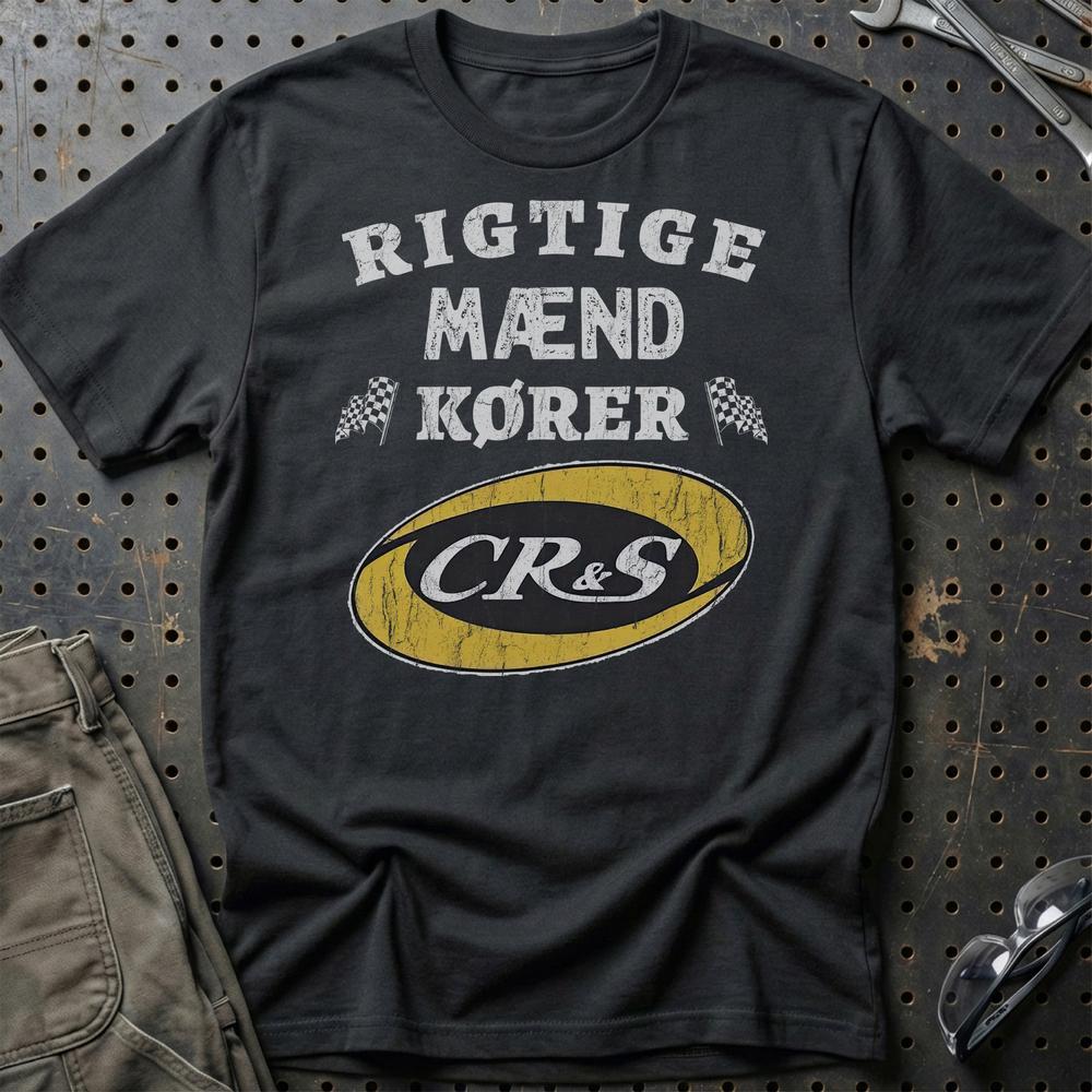 CR&S Rigtige Mænd Kører - Unisex T-Shirt , Bomuld-Beklædning-CR&S-Sort-S-Garage Culture Shop- garage - man cave - merchandise