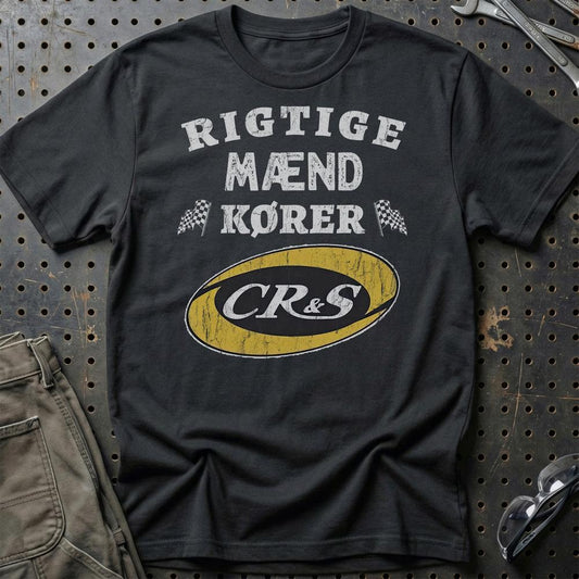 CR&S Rigtige Mænd Kører - Unisex T-Shirt , Bomuld-Beklædning-CR&S-Sort-S-Garage Culture Shop- garage - man cave - merchandise