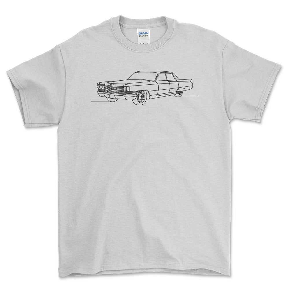 Cadilac Sedan Devile 1962 - One Line Style Unisex T-Shirt-Beklædning-Cadillac-Hvid-S-Garage Culture Shop- garage - man cave - merchandise