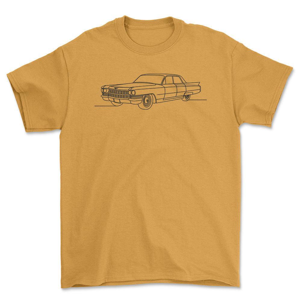 Cadilac Sedan Devile 1962 - One Line Style Unisex T-Shirt-Beklædning-Cadillac-Guld-S-Garage Culture Shop- garage - man cave - merchandise