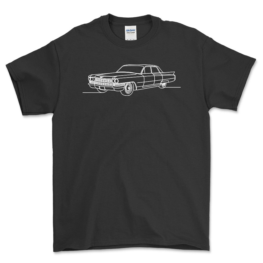 Cadilac Sedan Devile 1962 - One Line Style Unisex T-Shirt-Beklædning-Cadillac-Sort-S-Garage Culture Shop- garage - man cave - merchandise