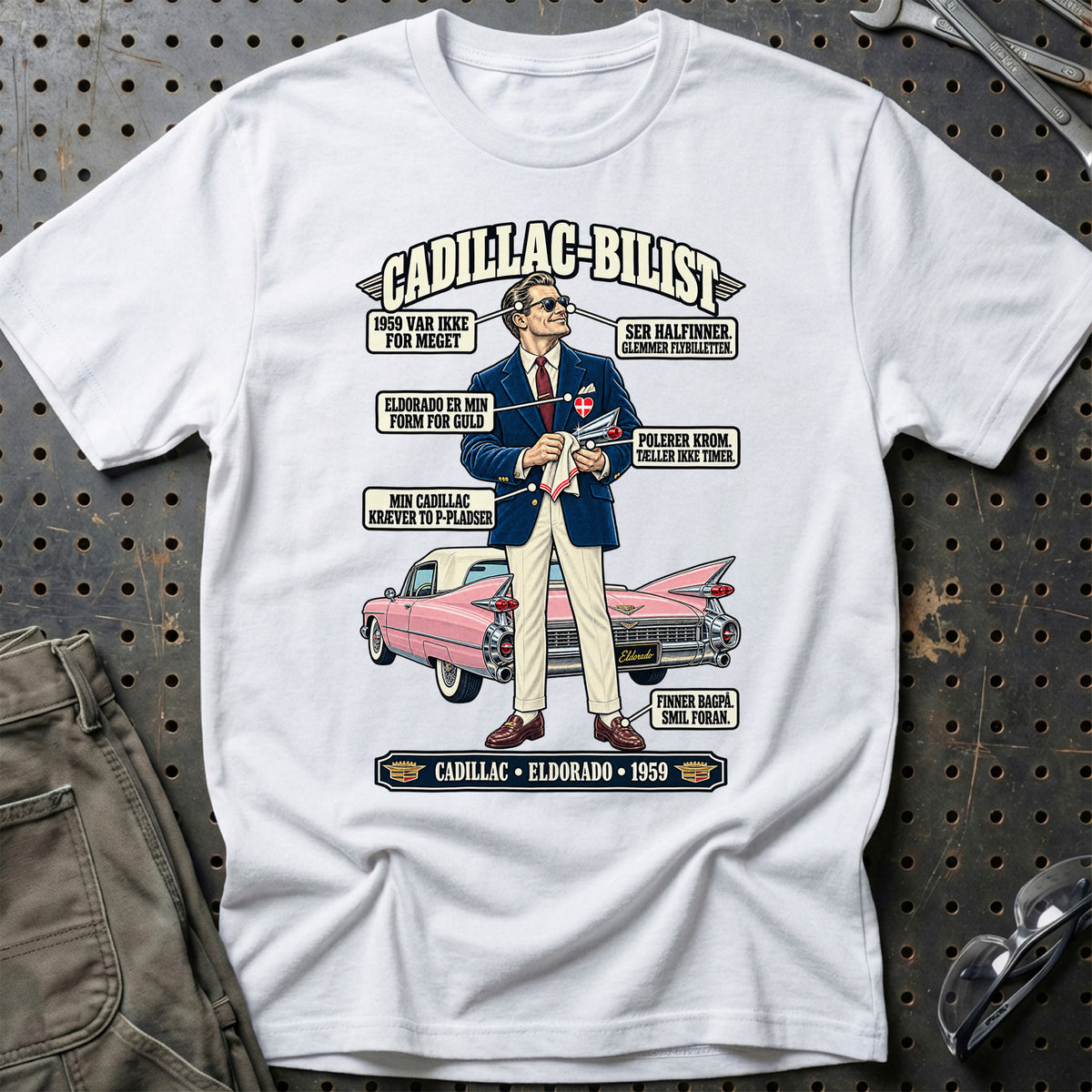 
Cadillac-Bilist T-Shirt – Hvid