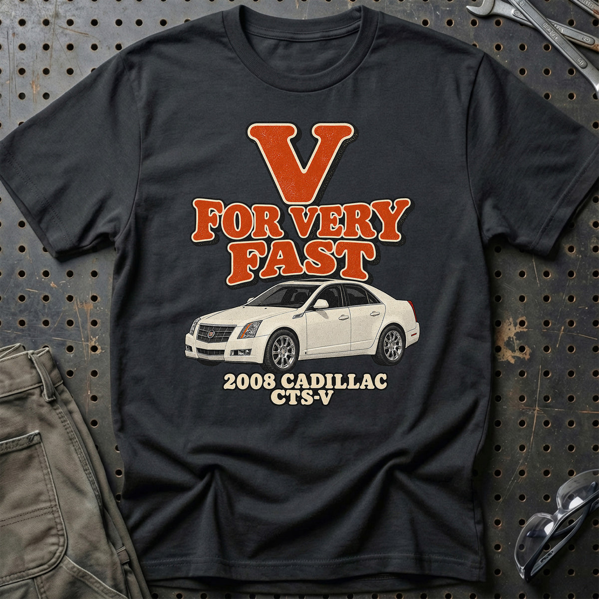 
Cadillac CTS-V 2008 – V for Very Fast T-Shirt – Sort