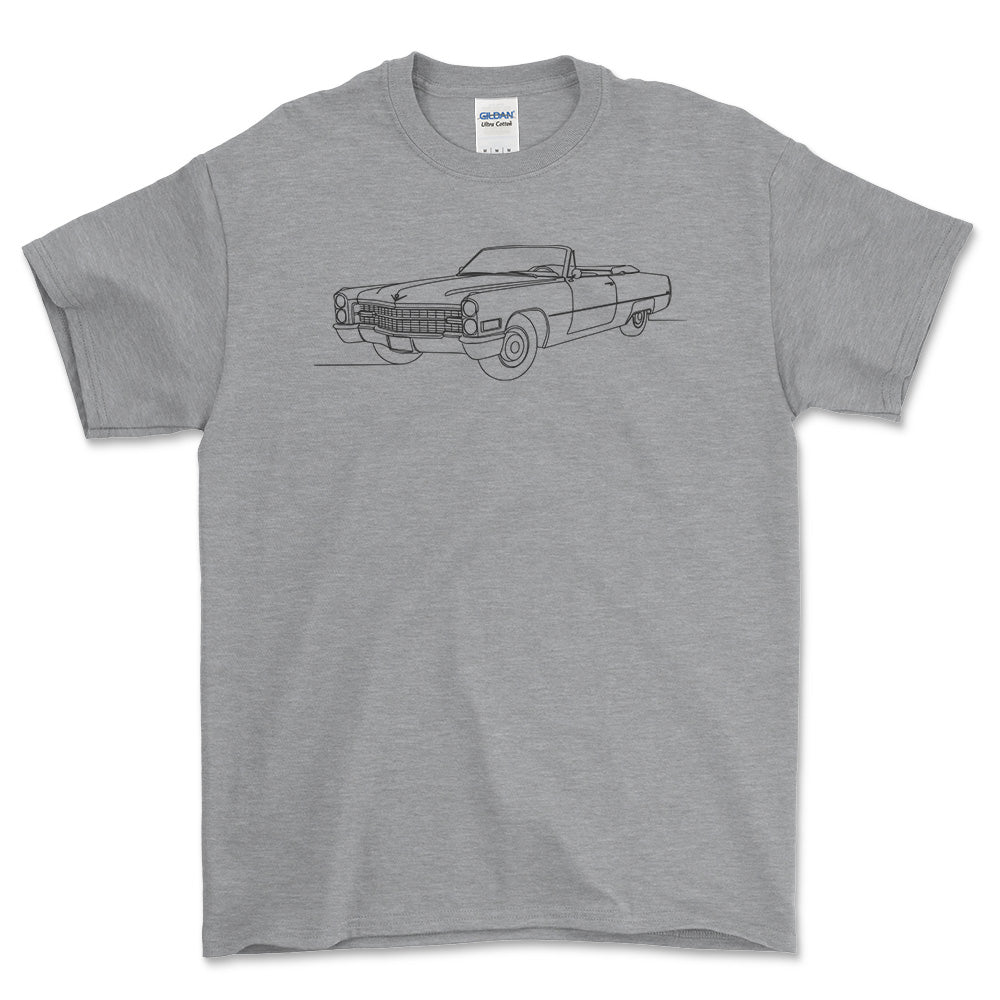 Cadillac DeVille Convertible 1966 - One Line Style Unisex T-Shirt-Beklædning-Cadillac-Grå Sport-S-Garage Culture Shop- garage - man cave - merchandise