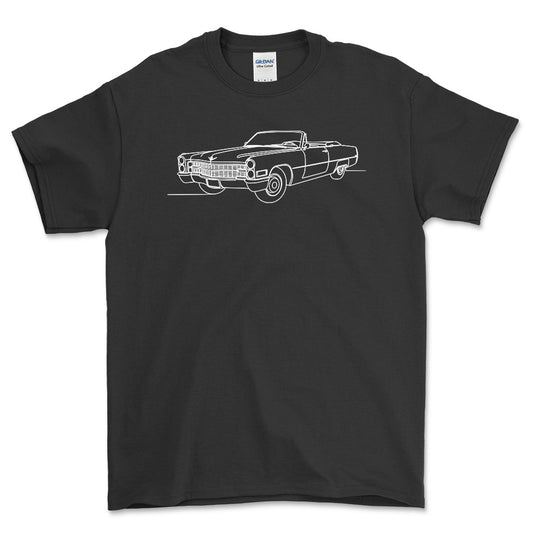 Cadillac DeVille Convertible 1966 - One Line Style Unisex T-Shirt-Beklædning-Cadillac-Sort-S-Forside-Garage Culture Shop- garage - man cave - merchandise