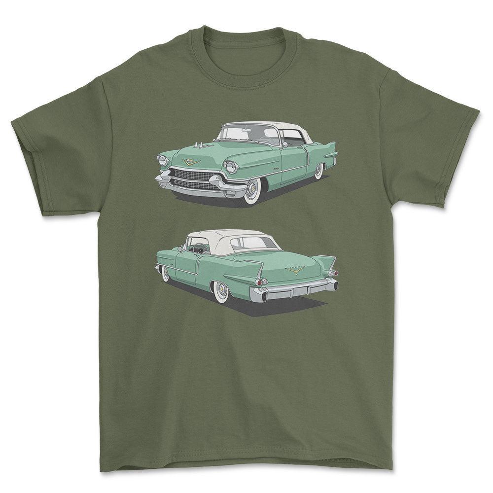 Cadillac Eldorado Biarritz Convertible 1956 - Unisex T-Shirt-Beklædning-Cadillac-Grøn Militær-S-Garage Culture Shop- garage - man cave - merchandise