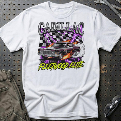 Cadillac Fleetwood Elite Klassisk Amerikansk Cruiser - Unisex T-Shirt-Beklædning-Cadillac-Hvid-S-Garage Culture Shop- garage - man cave - merchandise