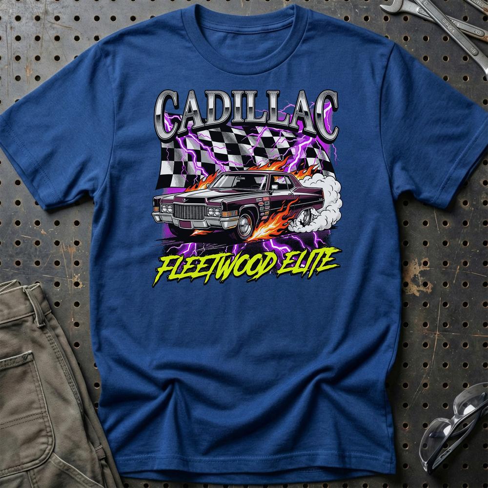 Cadillac Fleetwood Elite Klassisk Amerikansk Cruiser - Unisex T-Shirt-Beklædning-Cadillac-Blå Royal-S-Garage Culture Shop- garage - man cave - merchandise
