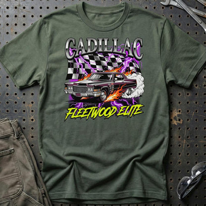 Cadillac Fleetwood Elite Klassisk Amerikansk Cruiser - Unisex T-Shirt-Beklædning-Cadillac-Grøn Militær-S-Garage Culture Shop- garage - man cave - merchandise