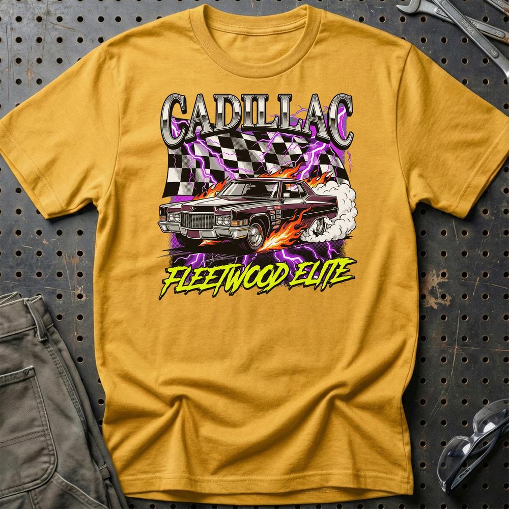 Cadillac Fleetwood Elite Klassisk Amerikansk Cruiser - Unisex T-Shirt-Beklædning-Cadillac-Guld-S-Garage Culture Shop- garage - man cave - merchandise
