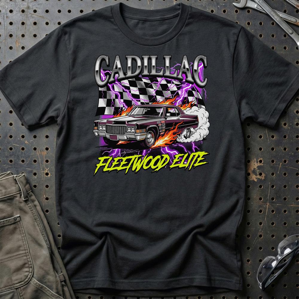 Cadillac Fleetwood Elite Klassisk Amerikansk Cruiser - Unisex T-Shirt-Beklædning-Cadillac-Sort-S-Garage Culture Shop- garage - man cave - merchandise