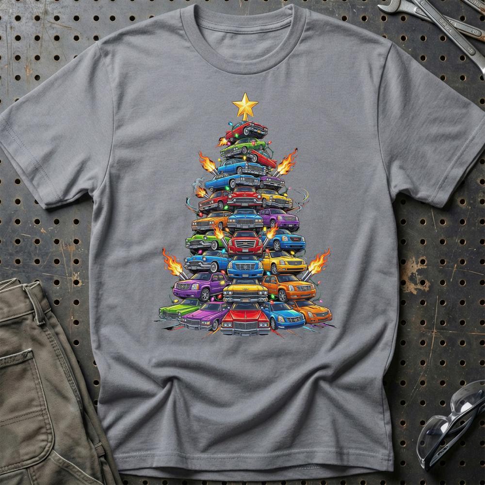 Cadillac Juletræ Christmas Tree - Unisex T-Shirt-Beklædning-Cadillac-Grå Sport-S-Garage Culture Shop- garage - man cave - merchandise
