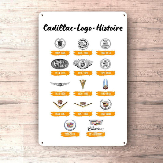 Cadillac Logo Histoire Skilte, Musemåtte, Dørmåtte , Plakat-Skilte-Cadillac-Garage Culture Shop- garage - man cave - merchandise