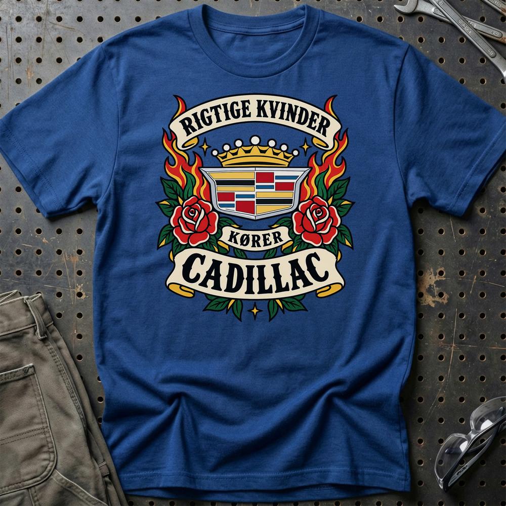 
Produktbillede af Cadillac Rigtige Kvinder Kører – Roser og Flammer T-Shirt