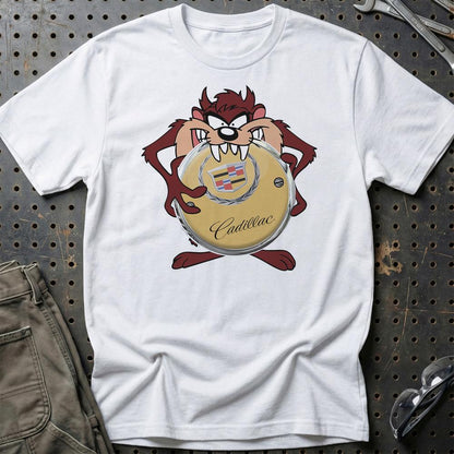Cadillac TAZ Unisex T-Shirt , Bomuld-Beklædning-Cadillac-Hvid-S-Garage Culture Shop- garage - man cave - merchandise