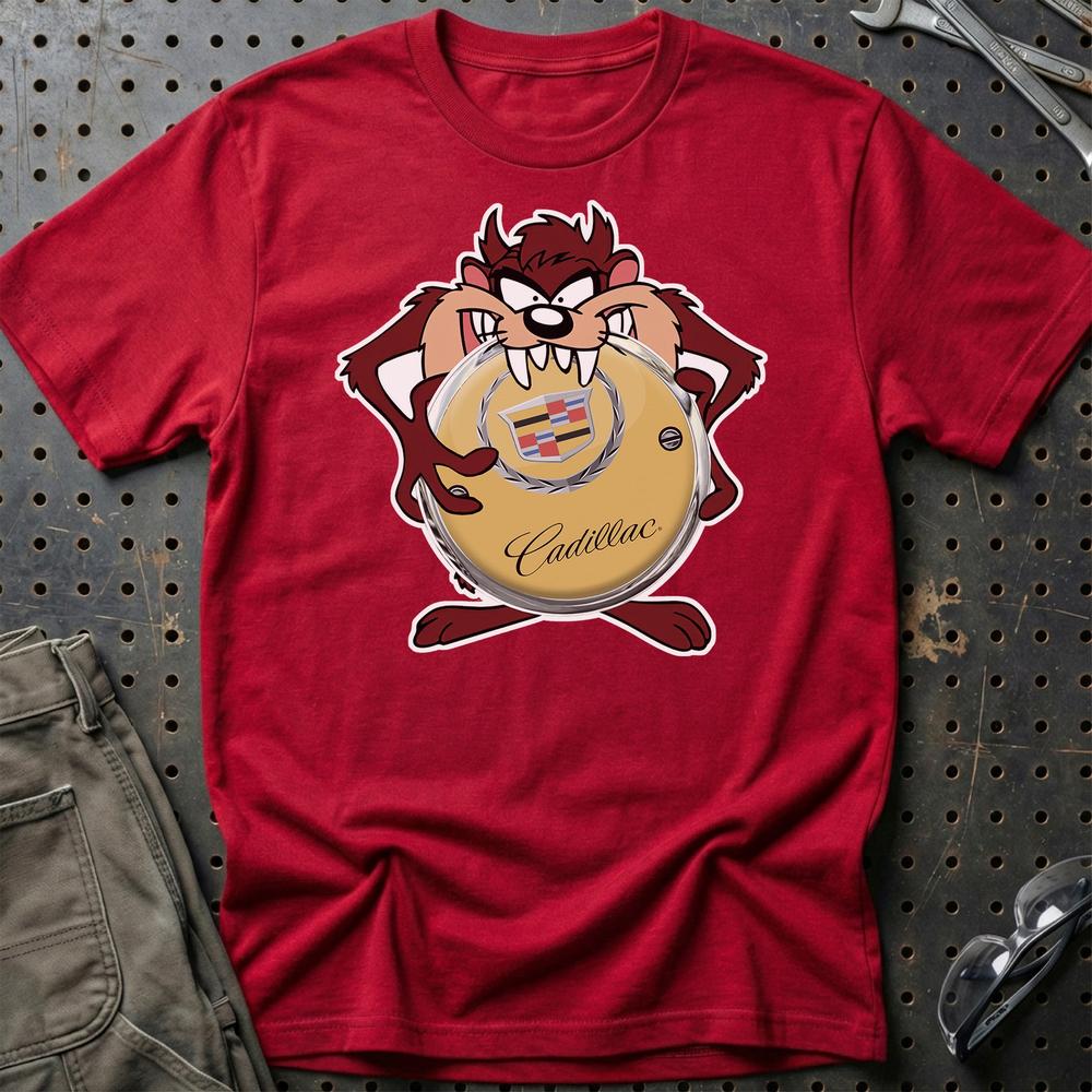 Cadillac TAZ Unisex T-Shirt , Bomuld-Beklædning-Cadillac-Rød-S-Garage Culture Shop- garage - man cave - merchandise
