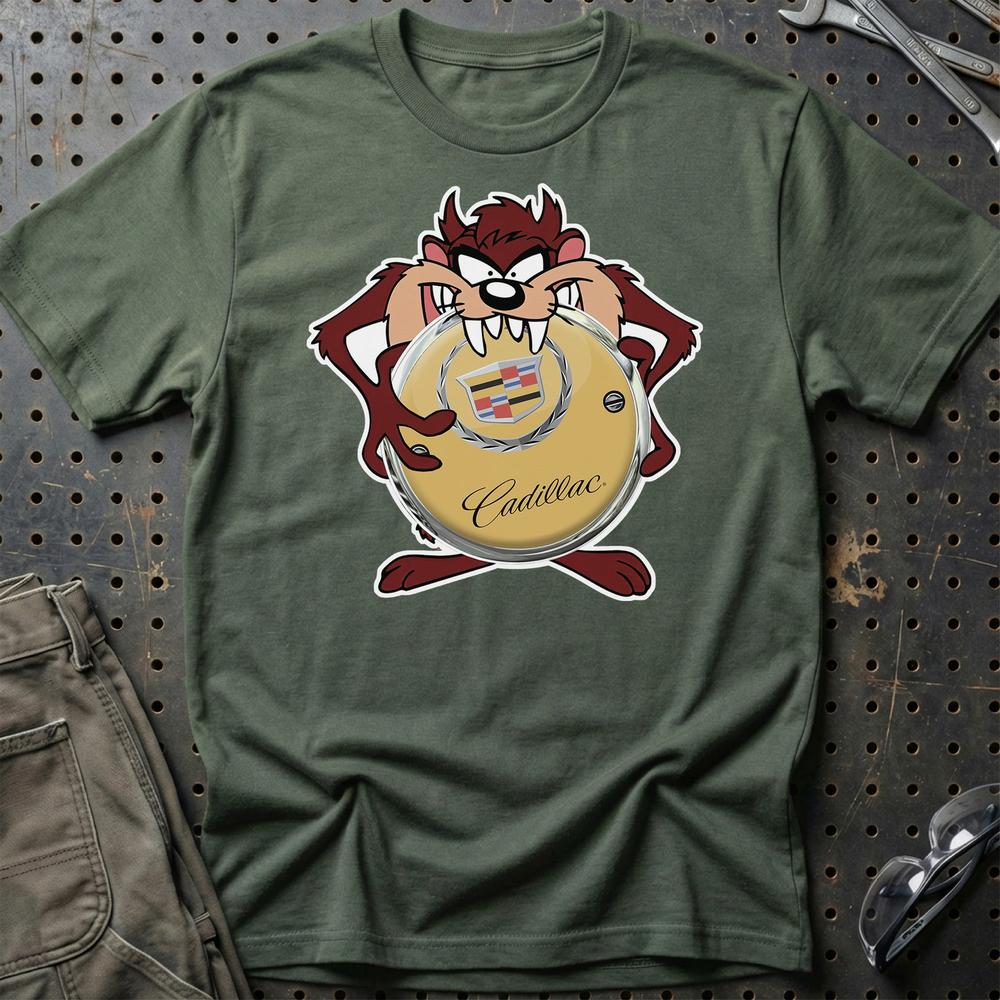 Cadillac TAZ Unisex T-Shirt , Bomuld-Beklædning-Cadillac-Grøn Militær-S-Garage Culture Shop- garage - man cave - merchandise