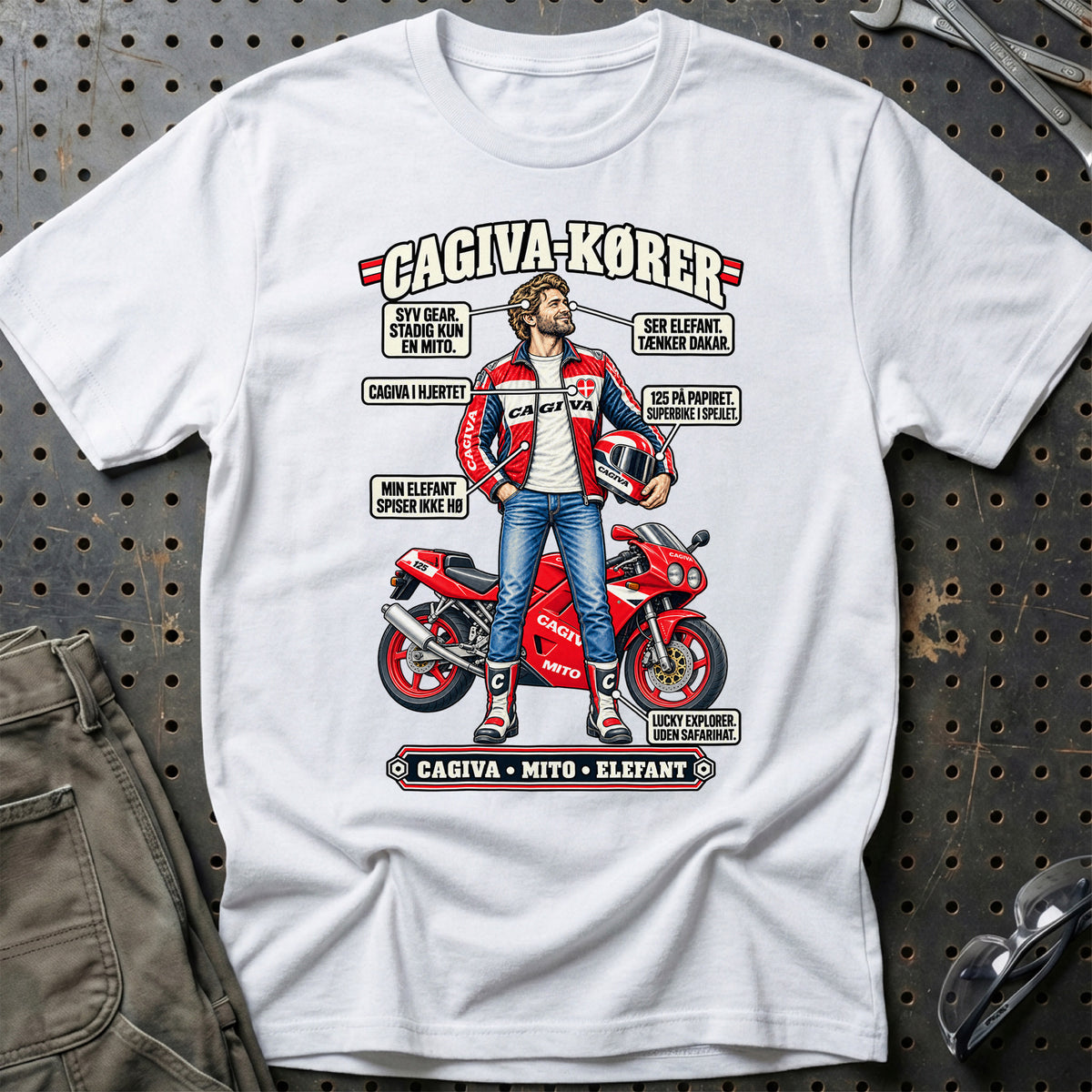 
Cagiva-Kører T-Shirt – Hvid