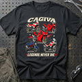 Cagiva Legends Never Die T-Shirt-Beklædning-Cagiva-Sort-S-Garage Culture Shop- garage - man cave - merchandise