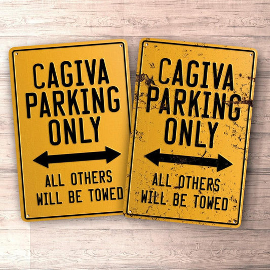 Cagiva Parking Only Skilte, Musemåtte, Dørmåtte , Plakat-Parking skilte-Cagiva-Garage Culture Shop- garage - man cave - merchandise