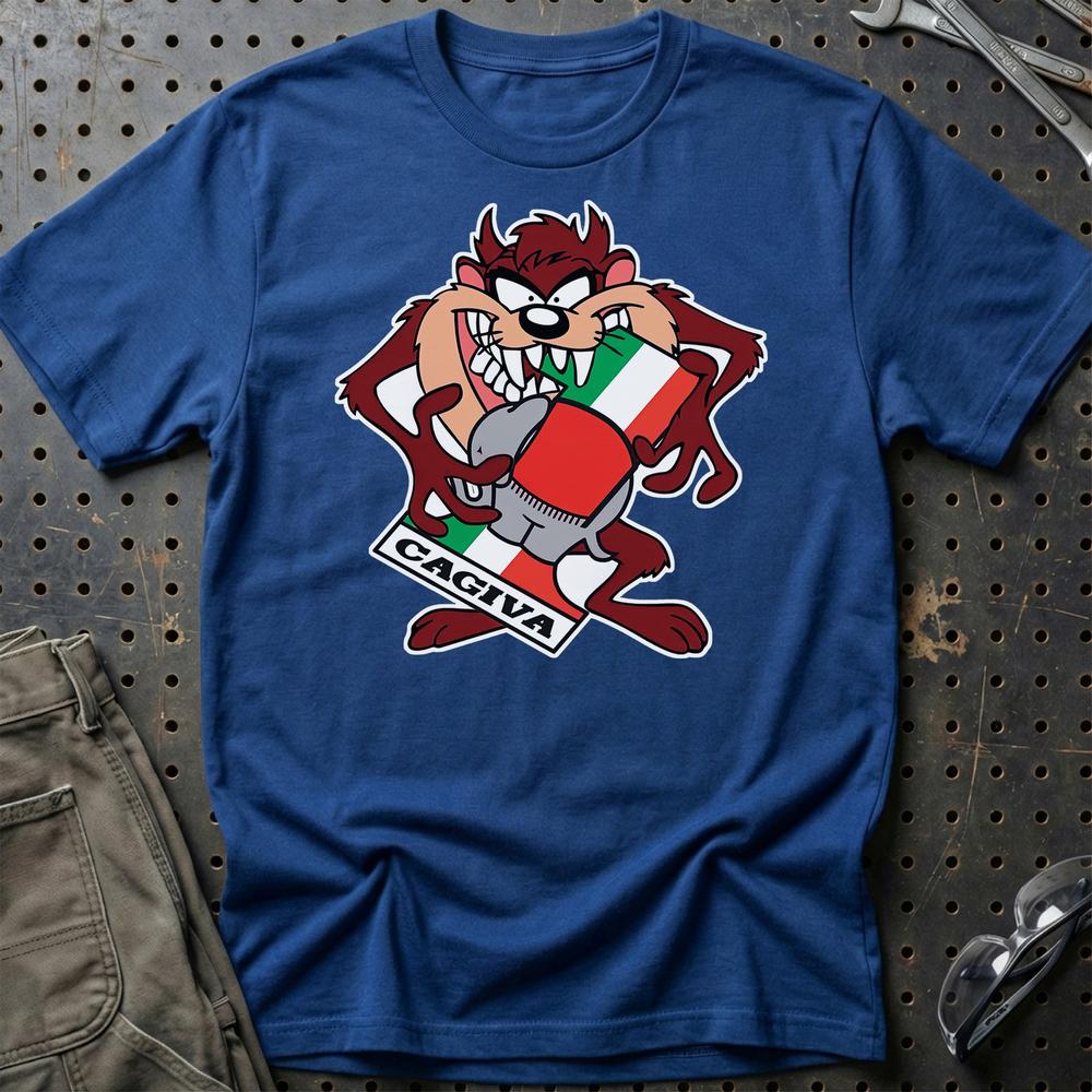 Cagiva TAZ Unisex T-Shirt , Bomuld-Beklædning-Cagiva-Blå Royal-S-Garage Culture Shop- garage - man cave - merchandise