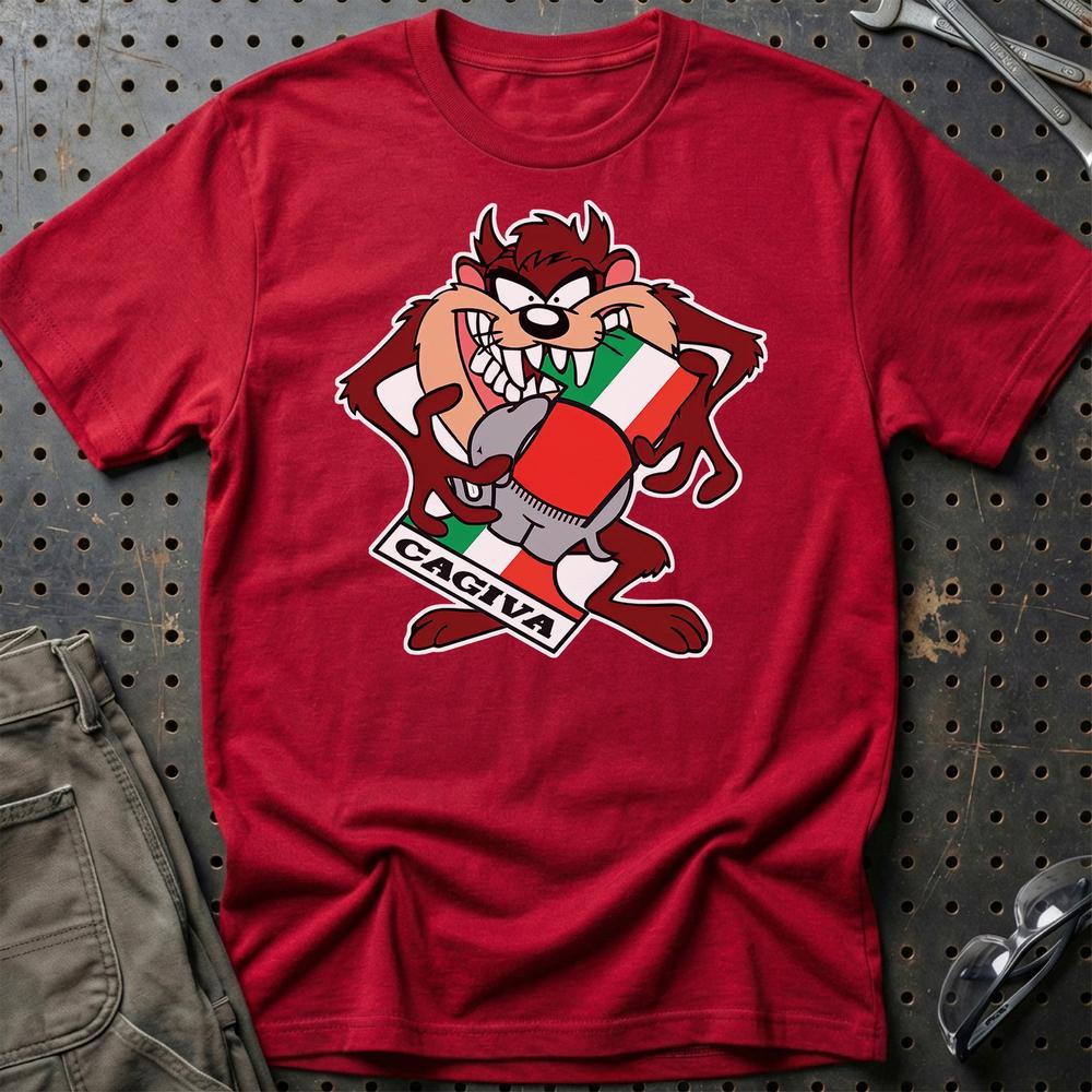 Cagiva TAZ Unisex T-Shirt , Bomuld-Beklædning-Cagiva-Rød-S-Garage Culture Shop- garage - man cave - merchandise
