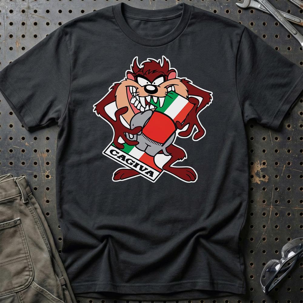 Cagiva TAZ Unisex T-Shirt , Bomuld-Beklædning-Cagiva-Sort-S-Garage Culture Shop- garage - man cave - merchandise