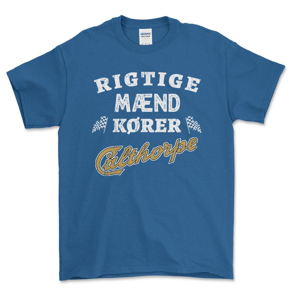 Calthorpe Rigtige Mænd Kører - Unisex T-Shirt , Bomuld-Beklædning-Calthorpe-Blå Royal-S-Forside-Garage Culture Shop- garage - man cave - merchandise