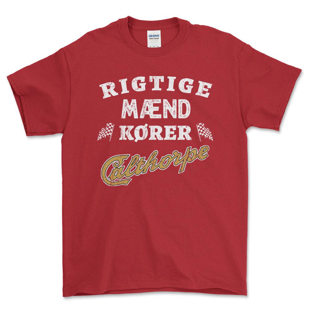 Calthorpe Rigtige Mænd Kører - Unisex T-Shirt , Bomuld-Beklædning-Calthorpe-Rød-S-Forside-Garage Culture Shop- garage - man cave - merchandise
