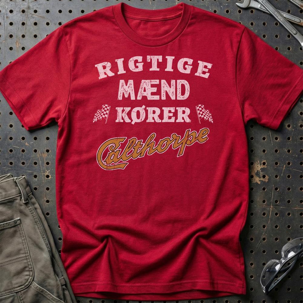 Calthorpe Rigtige Mænd Kører - Unisex T-Shirt , Bomuld-Beklædning-Calthorpe-Rød-S-Garage Culture Shop- garage - man cave - merchandise
