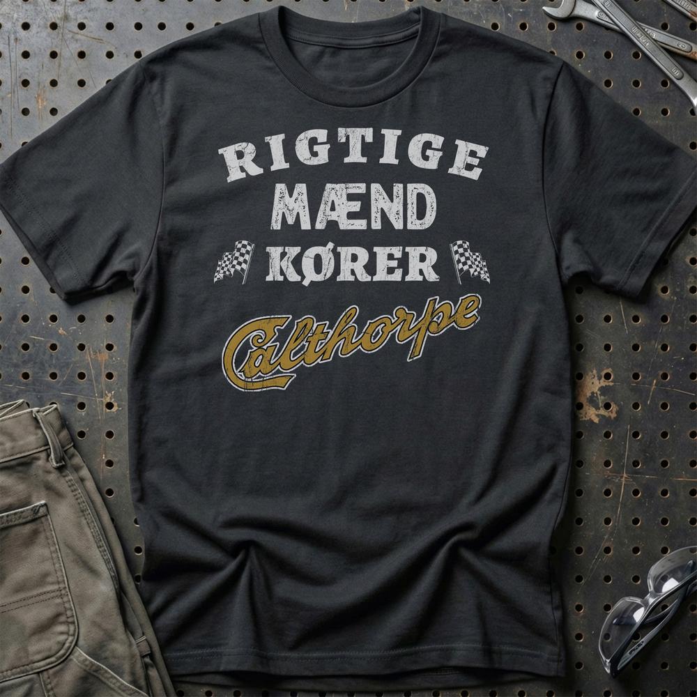 Calthorpe Rigtige Mænd Kører - Unisex T-Shirt , Bomuld-Beklædning-Calthorpe-Sort-S-Garage Culture Shop- garage - man cave - merchandise