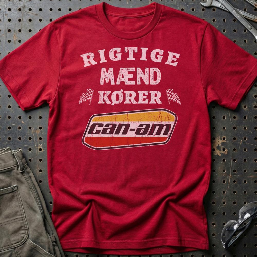 Can-Am Rigtige Mænd Kører - Unisex T-Shirt , Bomuld-Beklædning-Can-Am-Rød-S-Garage Culture Shop- garage - man cave - merchandise
