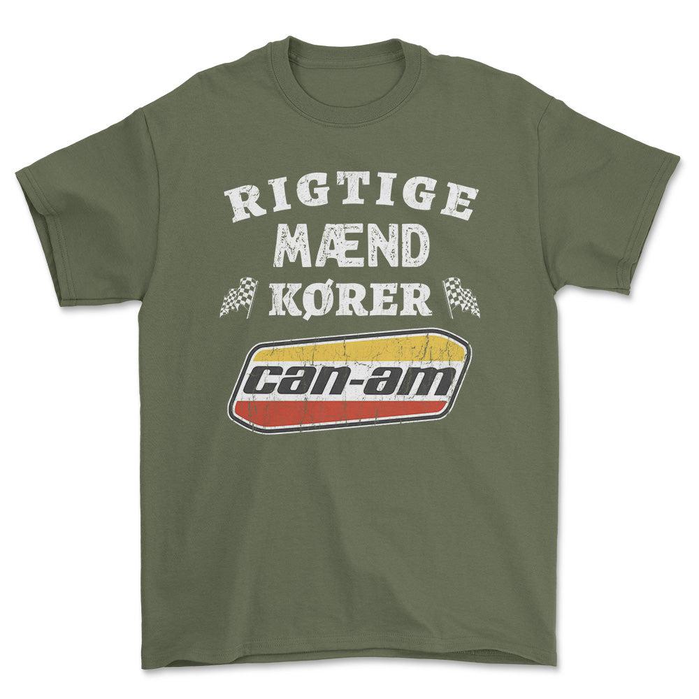 Can-Am Rigtige Mænd Kører - Unisex T-Shirt , Bomuld-Beklædning-Can-Am-Grøn Militær-S-Forside-Garage Culture Shop- garage - man cave - merchandise