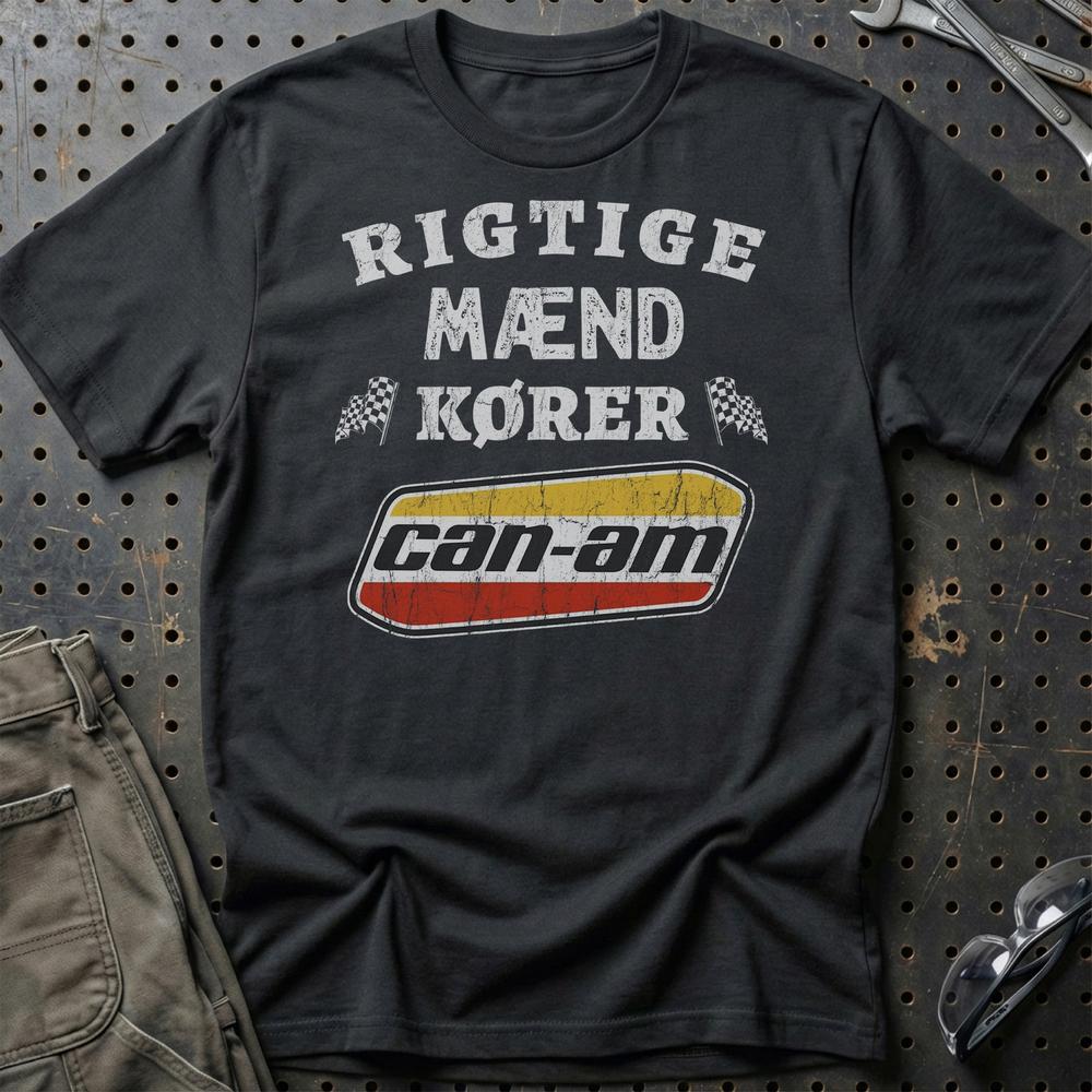 Can-Am Rigtige Mænd Kører - Unisex T-Shirt , Bomuld-Beklædning-Can-Am-Sort-S-Garage Culture Shop- garage - man cave - merchandise
