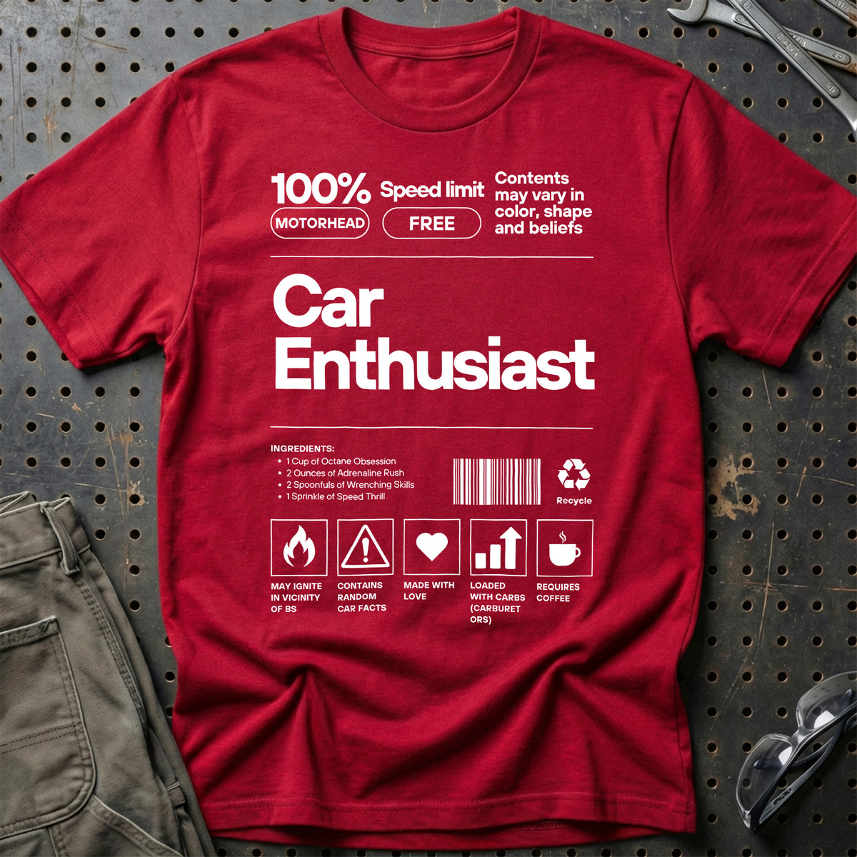 
Car Entusiasts T-Shirt – Rød