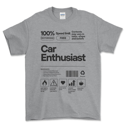 Car Entusiasts Unisex T-Shirt , Bomuld-Beklædning-Garage Culture-Grå Sport-S-Forside-Garage Culture Shop- garage - man cave - merchandise