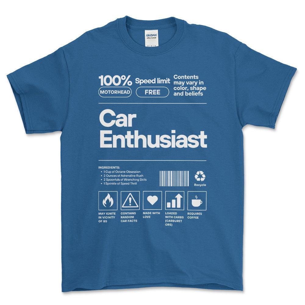 Car Entusiasts Unisex T-Shirt , Bomuld-Beklædning-Garage Culture-Blå Royal-S-Forside-Garage Culture Shop- garage - man cave - merchandise