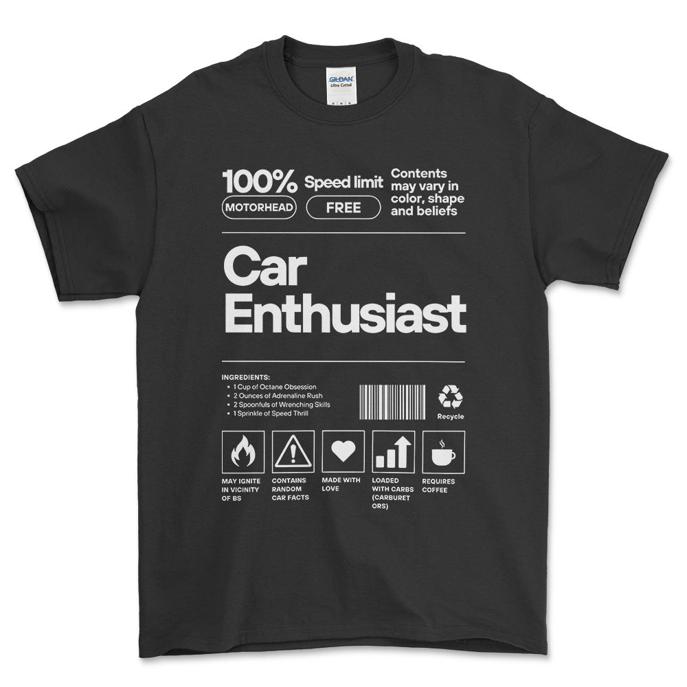 Car Entusiasts Unisex T-Shirt , Bomuld-Beklædning-Garage Culture-Sort-S-Forside-Garage Culture Shop- garage - man cave - merchandise