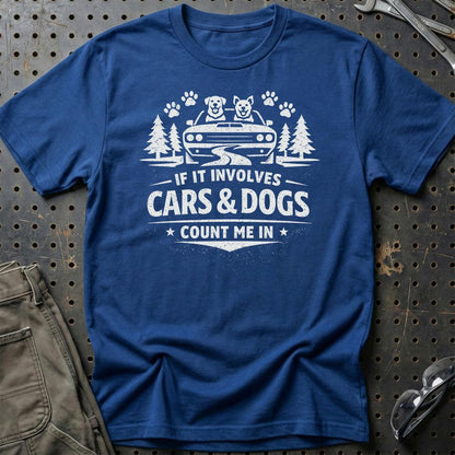 Cars & Dogs - Unisex T-Shirt , Bomuld-Beklædning-Garage Culture-Blå Royal-S-Garage Culture Shop- garage - man cave - merchandise