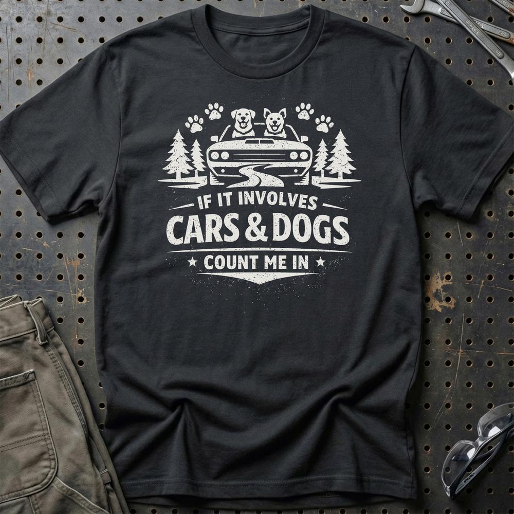 Cars & Dogs - Unisex T-Shirt , Bomuld-Beklædning-Garage Culture-Sort-S-Garage Culture Shop- garage - man cave - merchandise