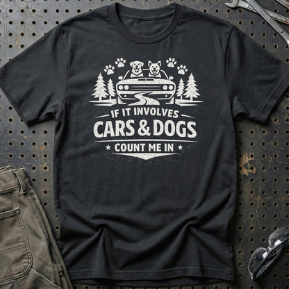 Cars & Dogs - Unisex T-Shirt , Bomuld-Beklædning-Garage Culture-Sort-S-Garage Culture Shop- garage - man cave - merchandise